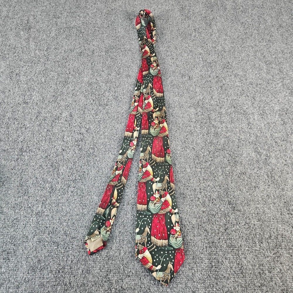Vintage Christmas Santa Tie 100% Silk Made Italy Novelty Holiday Mens Necktie
